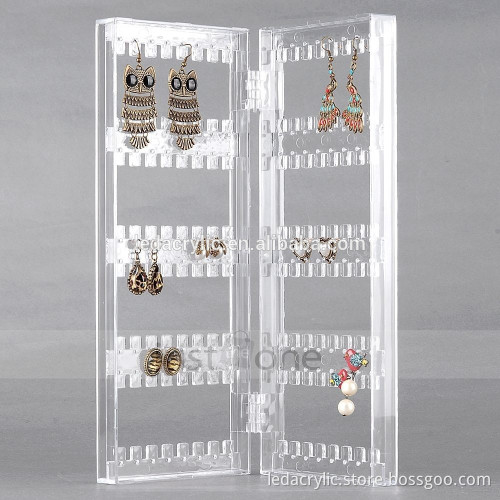 Acrylic Clear Jewellery Earrings Studs Display Stand Holder Rack Folded
